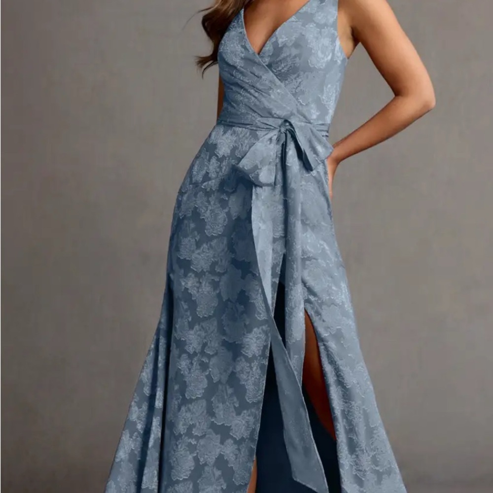 Azazie bridesmaids dress, blue burnout